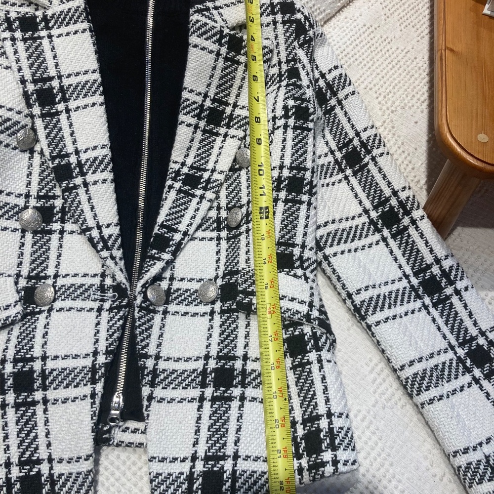 Central Park West Plaid Black & White Jacket with Removable Vest Small - Picture 13 of 13